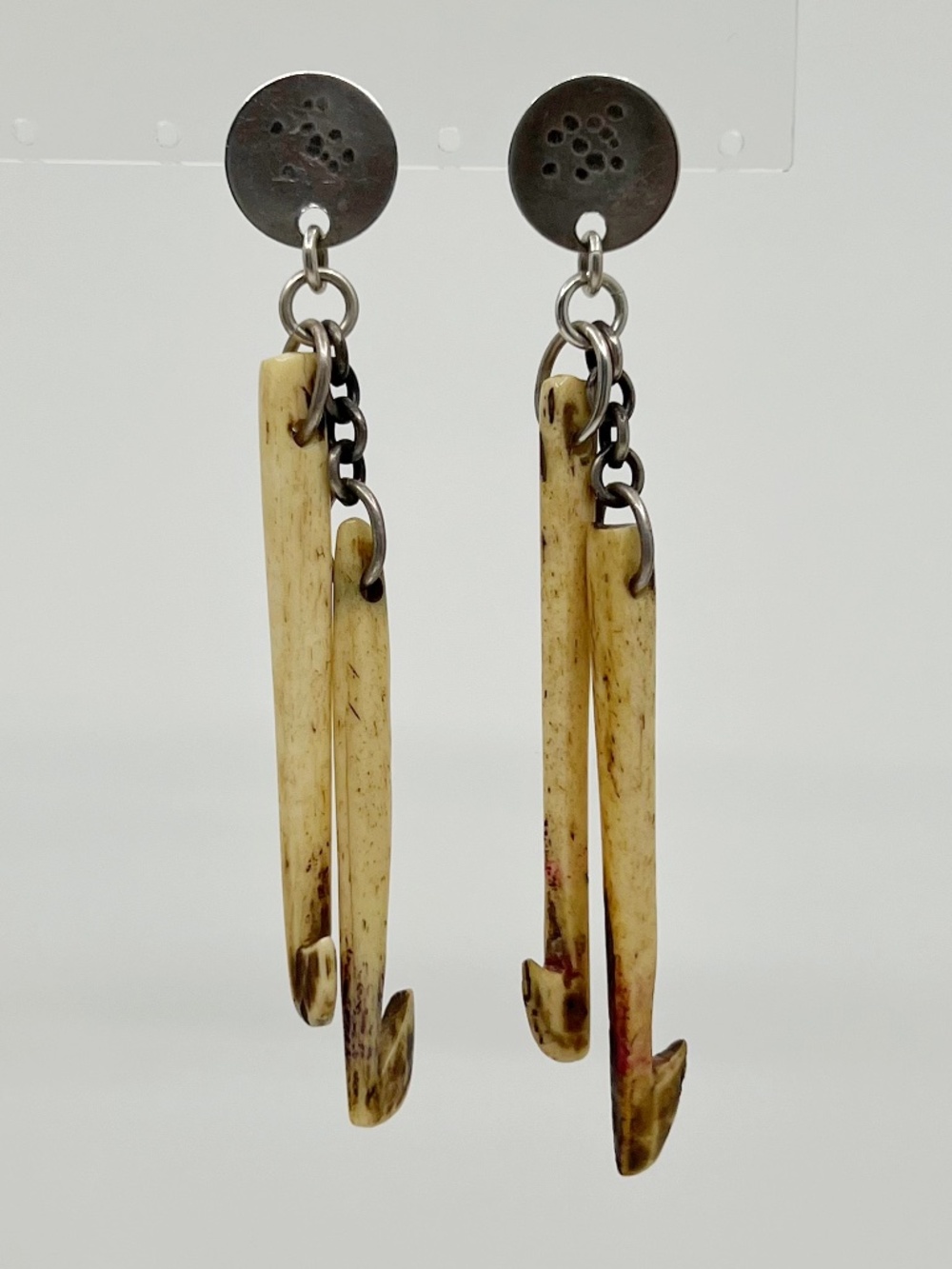 Hand Made bohemian Sterling silver bone earrings - GM915